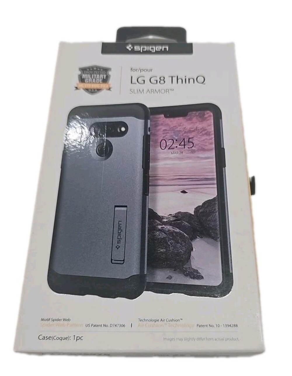 Spigen Slim Armor LG G8 ThinQ Phone Case Graphite Gray Military Grade New